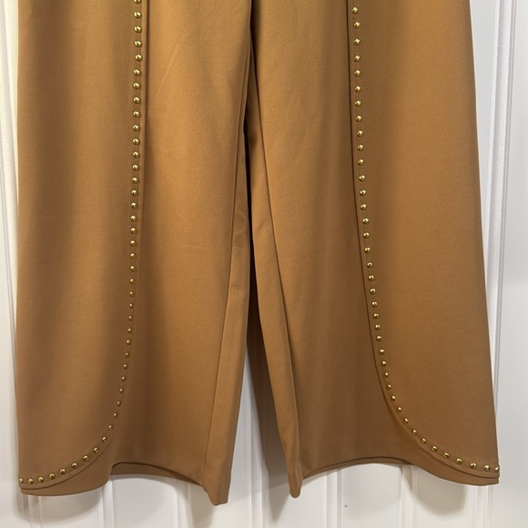 INC International Concepts Tan Wide Leg Studded pull on Pants Size Large - Picture 3 of 10